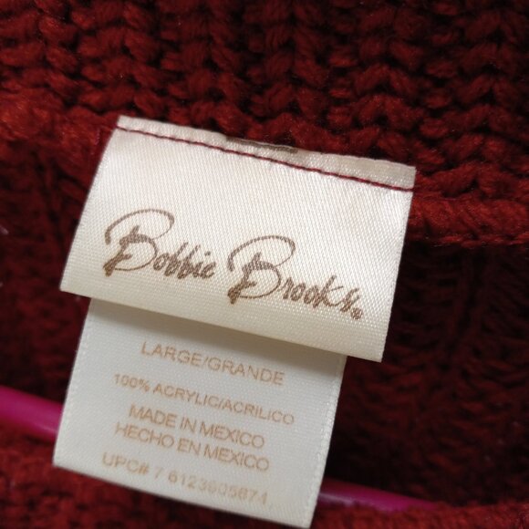 Bobbie Brooks Rusty Red Thick Knit Fold-Down Collar Sweater Sz-LG (T-389) - Picture 9 of 11